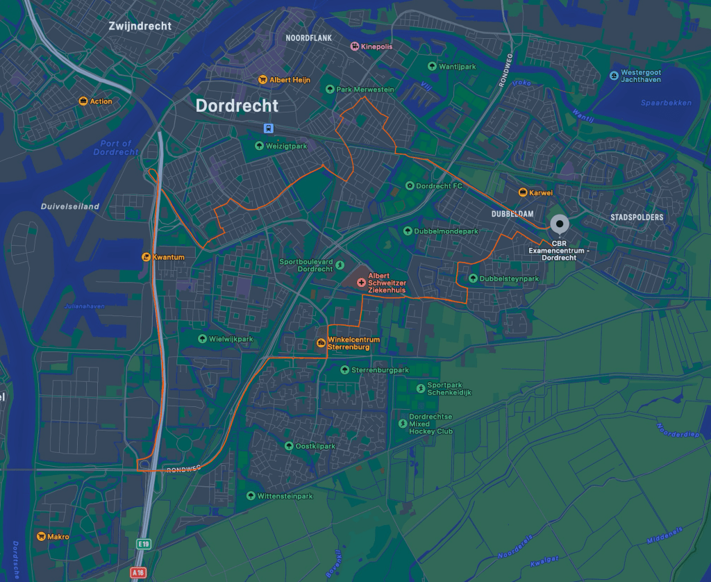 Examenroute Dordrecht.